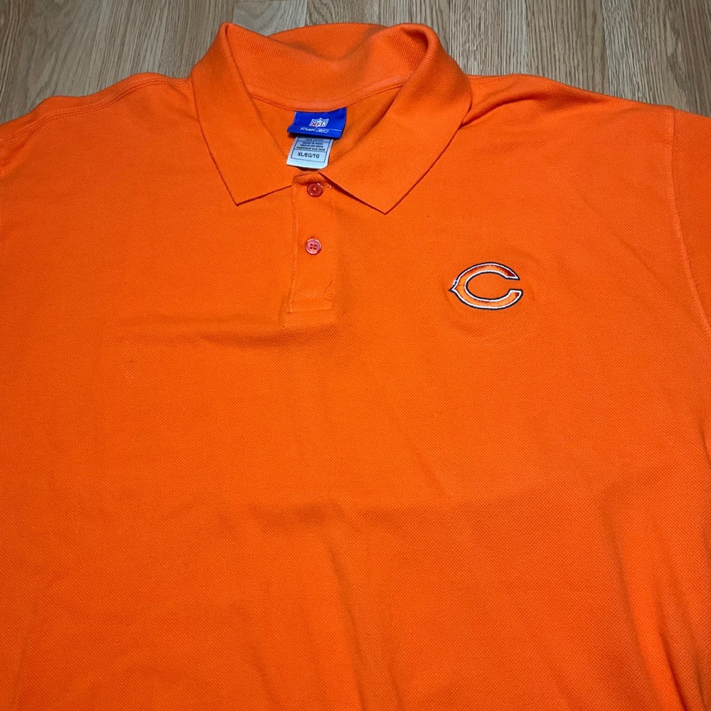 Reebok NFL Chicago Bears Polo Shirt Mens XL Orange Short Sleeve Embroidered Logo